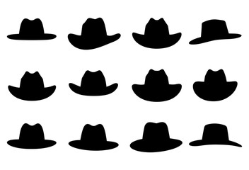 Cowboy hat silhouettes collection