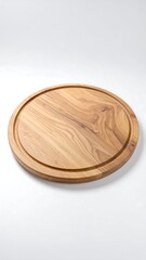 A light beige wooden circular cutting board