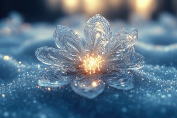 Snowflakes falling on the ground.