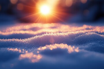 Sun shining over snow-covered ground.