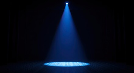 Spotlight Illuminating Stage Floor in Darkness