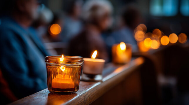 Candlelight vigil at memorial service remembrance ceremony candlelight tribute evening memorial solemn vigil respectful gathering memorial candles tribute lighting with cop