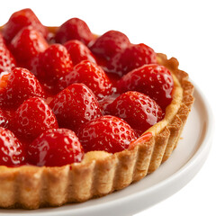 raspberry tart on a white background