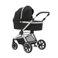 Modern Black Baby Stroller with Bassinet
