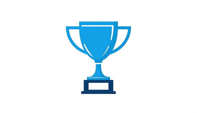 Simple, stylized blue trophy icon on white
