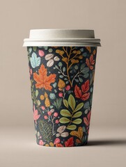fall coffee cup mockup  autumnal beverage packaging design