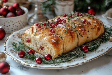 Plate with a cran and cran roll.