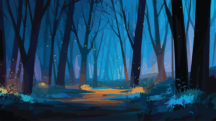 Enchanting Forest Path: Mystical Nature Scene Illustration