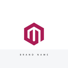 Geometric 'M' Logo within Hexagon Modern Branding Concept