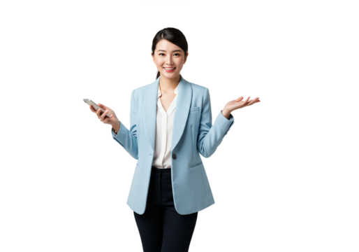 young business woman showing something