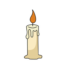 burning candle on a white background
