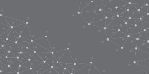 Geometric abstract background with connected line and dots. Abstract geometric background. Plexus mesh backdrop. Abstract connection on gray background. Network technology background with dot and line