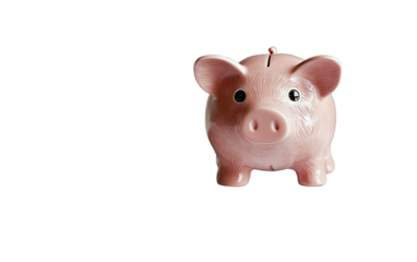 Financial theme photo of a pink piggy bank on desk near tax forms emphasizing money management and investment isolated on transparent background PNG