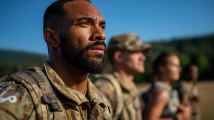 Fototapeta premium Military personnel conducting training exercise outdoors tactical training field operations combat preparation military drills physical training outdoor exercises service