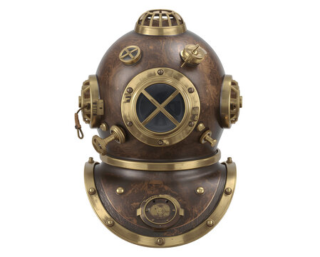 Vintage diving helmet with a rich history ready for deep sea exploration and treasure hunting