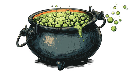 Spooky Halloween Popsicle Treats with Bubbling Green Potion in Cauldron