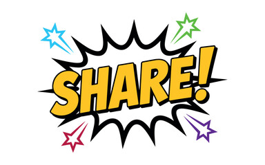 Vector art of a vibrant and eyecatching share graphic, perfect for social media promotion