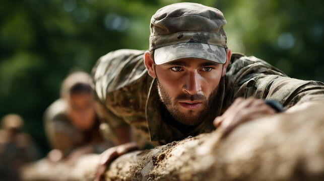 Soldiers navigating obstacle course training physical challenge military training obstacle navigation physical testing endurance training combat preparation fitness