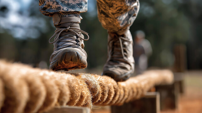 Soldiers navigating obstacle course training physical challenge military training obstacle navigation physical testing endurance training combat preparation fitness