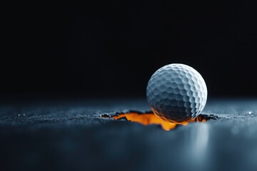 Golf Ball Poised on Edge of Hole in a Tense Moment Just Before It Falls