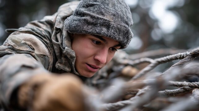 Soldiers navigating obstacle course training physical challenge military training obstacle navigation physical testing endurance training combat preparation fitness