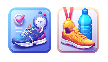 Active lifestyle activity duo isolated on transparent background.