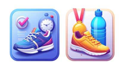 Active lifestyle activity duo isolated on transparent background.