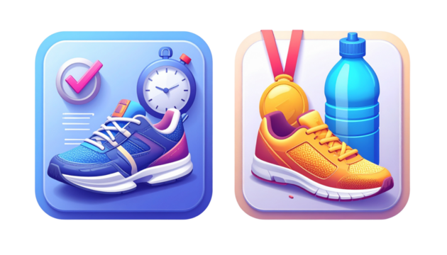 Active lifestyle activity duo isolated on transparent background. - Powered by Adobe