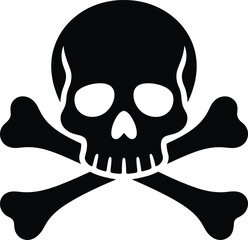 Black skull and crossbones graphic element perfect for designs on transparent background silhouette
