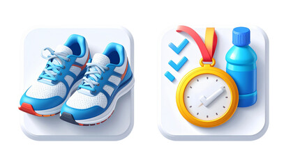 Active lifestyle 3D icon duo isolated on transparent background (2).