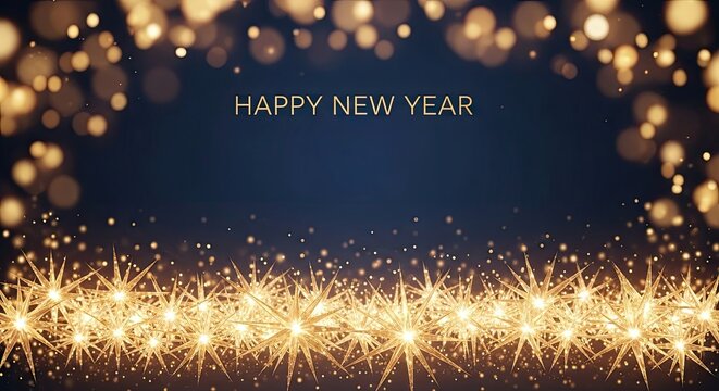 Sparkling New Year Celebrations With Glowing Golden Lights