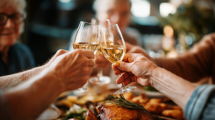 Celebration dinner with military family homecoming meal family feast reunion dinner special meal family gathering dining together celebratory food with copy space