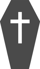 Obraz premium Black coffin with a white cross simple design on transparent background silhouette