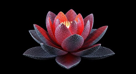 Exotic Blooming Lotus Flower with Glittering Petals