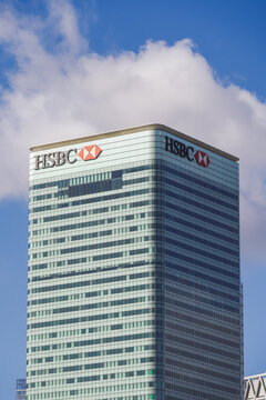 HSBC bank Canary Wharf Canada Place skyscraper in London, UK.