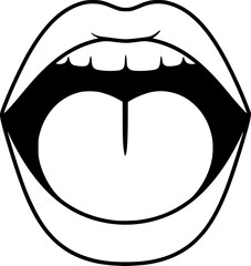 open mouth with a tongue sticking out