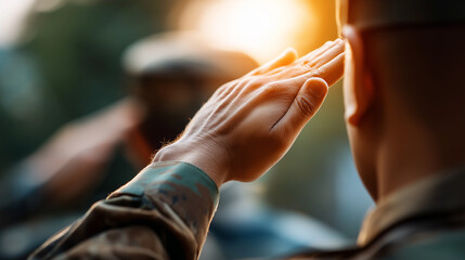 Salute exchange between service members military salute formal recognition respectful salute military greeting ceremonial salute professional acknowledgment service respect