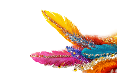 Artistic photo showing carnival dance adornments sparkling under light capturing passion and performance beauty isolated on transparent background PNG