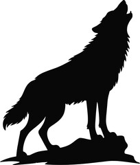 Howling wolf side view in black perfect for design on transparent background silhouette