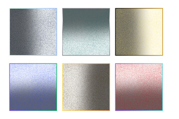 Set of six abstract gradient backgrounds with square grid isolated on transparent background