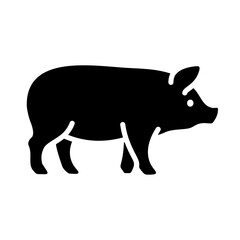 Standing Domestic Pig Black Glyph Icon