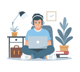 Remote Work from Home Laptop Illustration