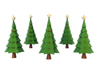 Fototapeta premium Christmas trees set, Composition with Christmas tree and gifts isolated on white background. Colorful winter trees collection for holiday xmas and new year. Vector illustration.