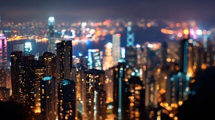 Obraz premium blurred lighhts from peak victoria hong kong no logos no brands ar 169