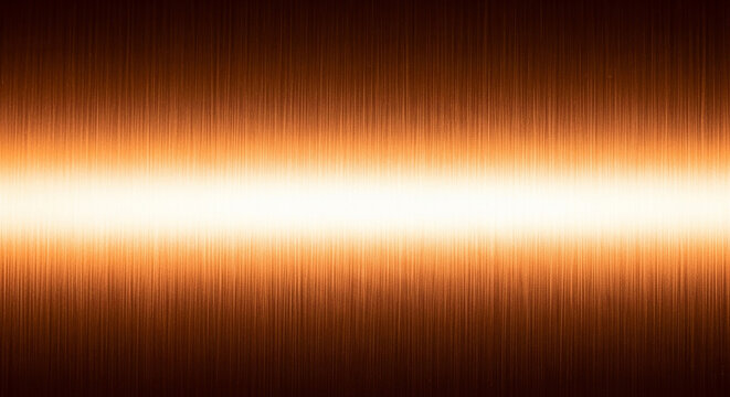 Vertical brushed copper metal texture with a bright horizontal light streak in the center