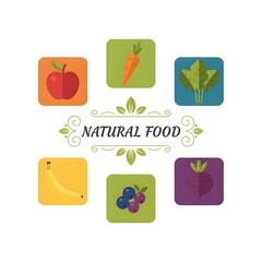 Natural Food Icons – Colorful Fruits and Vegetables in Minimalist Style