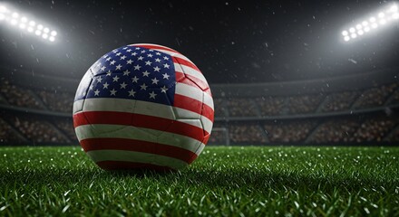 United States soccer ball on a stadium lawn