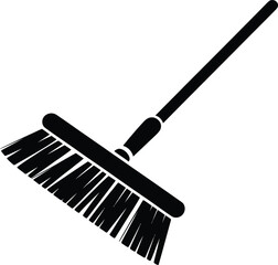 Simple black broom illustration perfect for cleaning designs on transparent background silhouette
