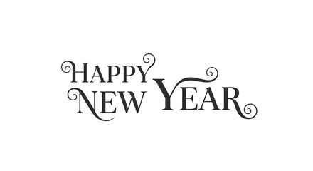 Happy new year text isolated on transparent background