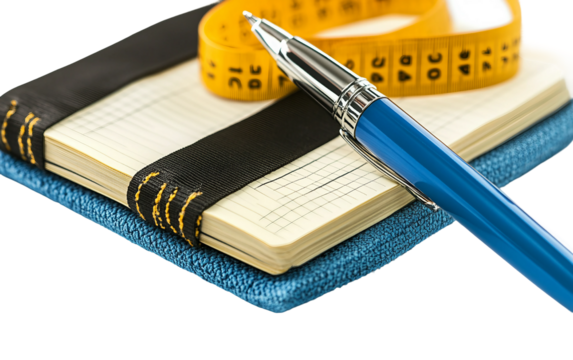 Health and wellness concept featuring an exercise planner highlighting organization and progress tracking isolated on transparent background PNG